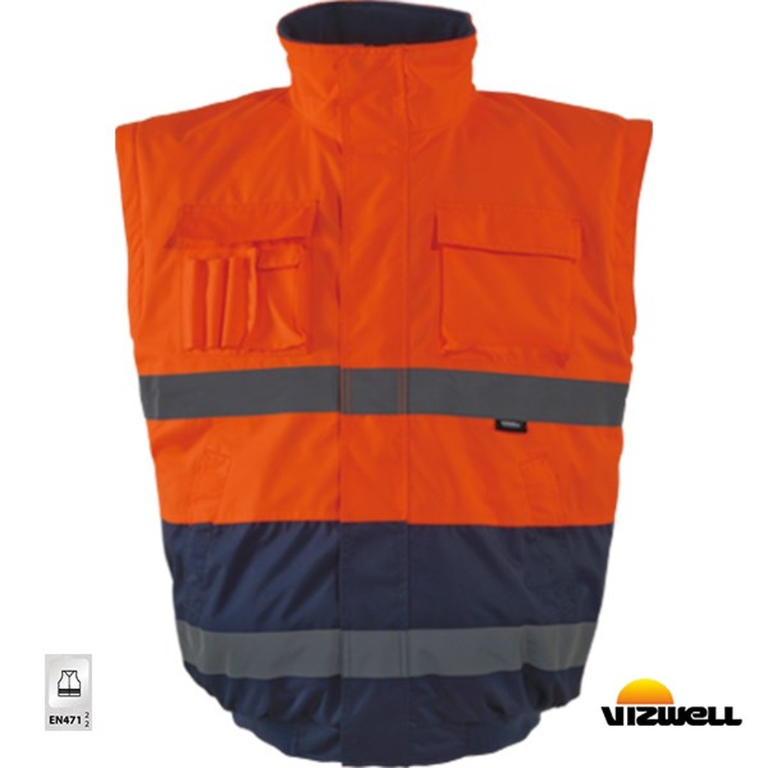 Vizwell™ VWJK60 – Kolları Çıkmalı 300D Oxford Pilot Mont TURUNCU